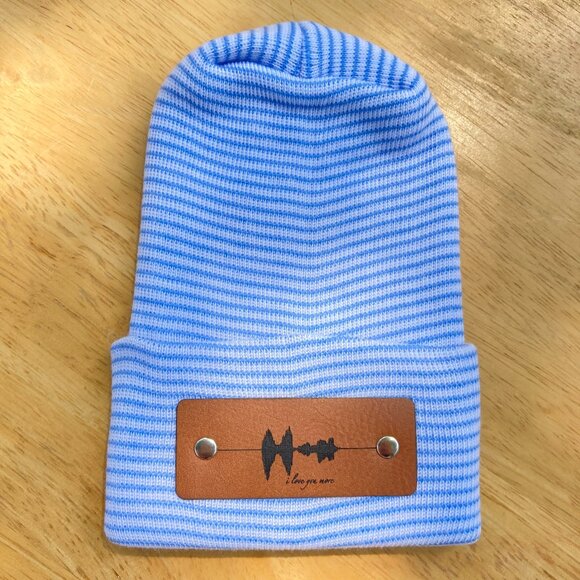I Love You More Soundwave Newborn Baby Beanie - Blue - Premade - Picture 1 of 8